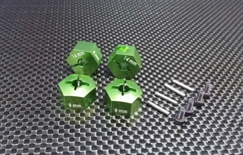 Hpi Bullet 3.0 Nitro & Bullet Flux Aluminum Hex Adapter 14Mm Diameter With 9Mm Thickness - 4 Pcs Set Green 1