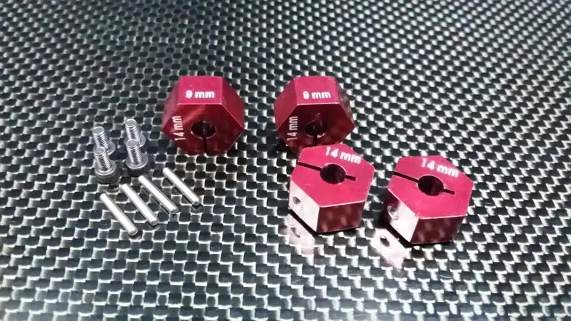 Hpi Bullet 3.0 Nitro & Bullet Flux Aluminum Hex Adapter 14Mm Diameter With 9Mm Thickness - 4 Pcs Set Red 1