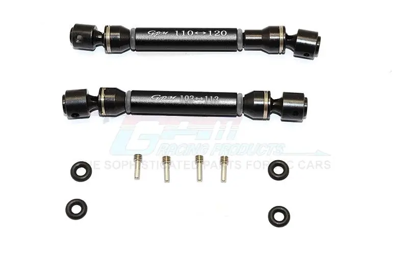 Hpi Crawler King Steel+Aluminum Front & Rear Main Drive Shaft (F:103Mm-113Mm, R:110Mm-120Mm) - 2Pcs Set Black 1