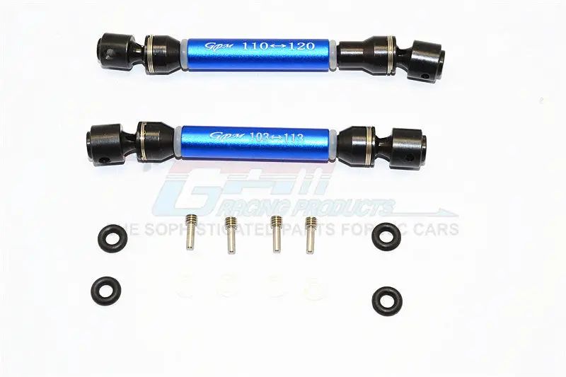 Hpi Crawler King Steel+Aluminum Front & Rear Main Drive Shaft (F:103Mm-113Mm, R:110Mm-120Mm) - 2Pcs Set Blue 1