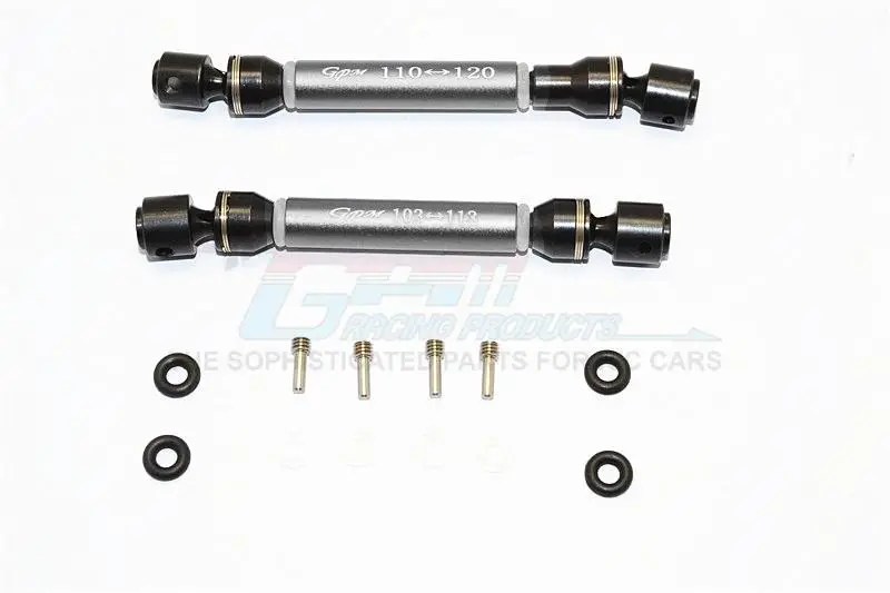 Hpi Crawler King Steel+Aluminum Front & Rear Main Drive Shaft (F:103Mm-113Mm, R:110Mm-120Mm) - 2Pcs Set Gray Silver 1
