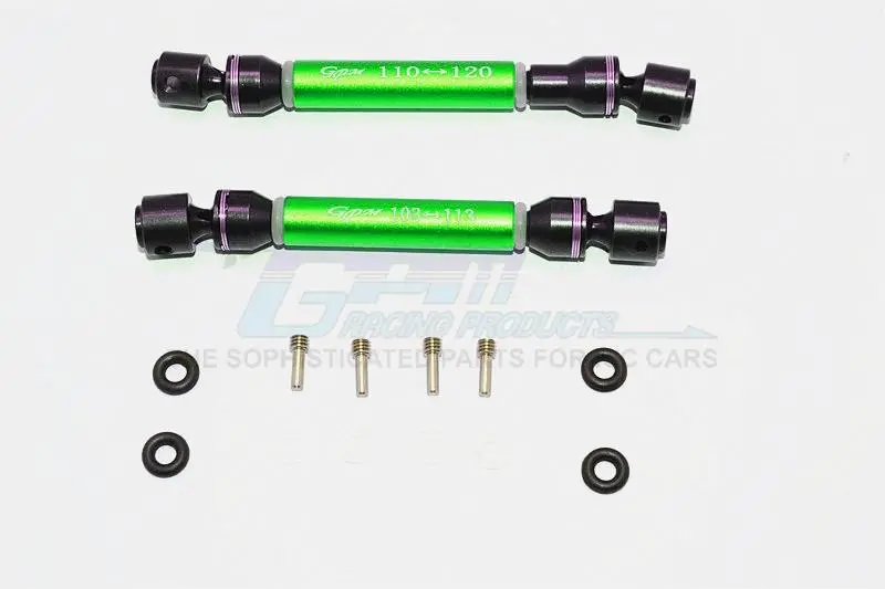 Hpi Crawler King Steel+Aluminum Front & Rear Main Drive Shaft (F:103Mm-113Mm, R:110Mm-120Mm) - 2Pcs Set Green 1