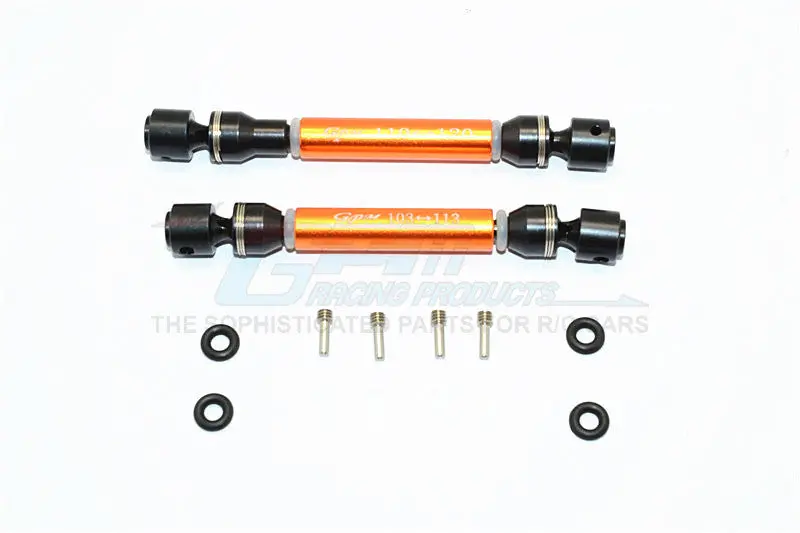 Hpi Crawler King Steel+Aluminum Front & Rear Main Drive Shaft (F:103Mm-113Mm, R:110Mm-120Mm) - 2Pcs Set Orange 1