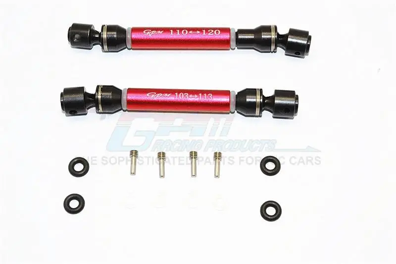 Hpi Crawler King Steel+Aluminum Front & Rear Main Drive Shaft (F:103Mm-113Mm, R:110Mm-120Mm) - 2Pcs Set Red 1