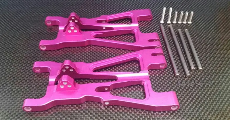 Hpi Savage 21, X, Xl, K4.6, Flux Aluminum Front/Rear Adjustable Lower Arm With Screws & Pins & Delrin Collars - 1Pr Set Pink 1