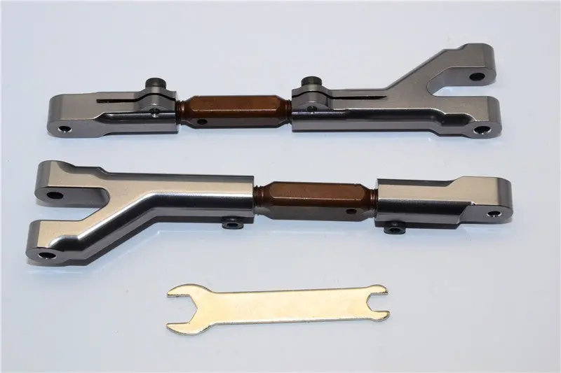 Hpi Savage 21, X, Xl, K4.6, Flux Aluminum Front/Rear Adjustable Upper Arm (Steel Tie Rod Set) With Screws - 1Pr Set Gray Silver 1