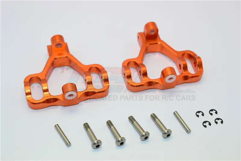 Hpi Savage 21, X, Xl, K4.6, Flux Aluminum Front/Rear C-Hub With Steel King Pin & Screws & Washers - 1Pr Set Orange 1