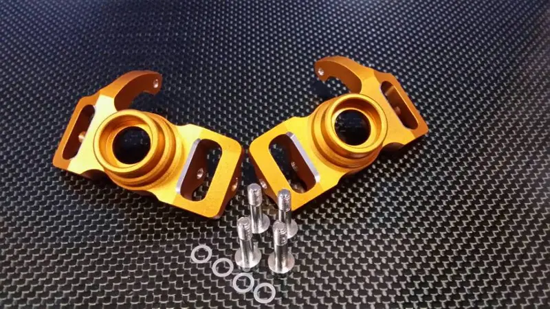 Hpi Savage 21, X, Xl, K4.6, Flux Aluminum Front/Rear Steering Block With Screws & Washers - 1Pr Set Gold 1