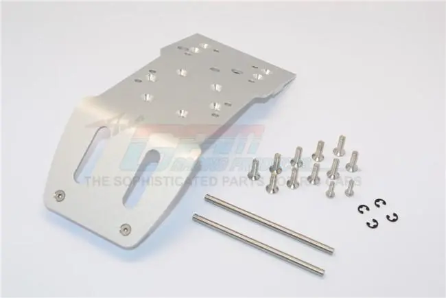 Hpi Savage 21, X, Xl, K4.6, Flux Aluminum Front Skid Plate With Screws & Pins & Aluminum Collars - 1Pc Set Silver 1