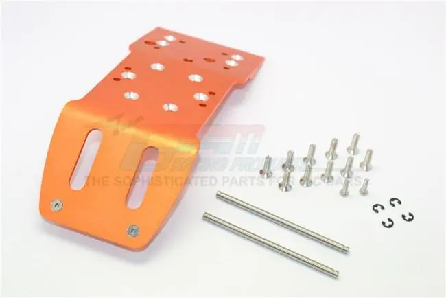 Hpi Savage 21, X, Xl, K4.6, Flux Aluminum Rear Skid Plate With Pins & Screws & Aluminum Collars - 1Pc Set Orange 1