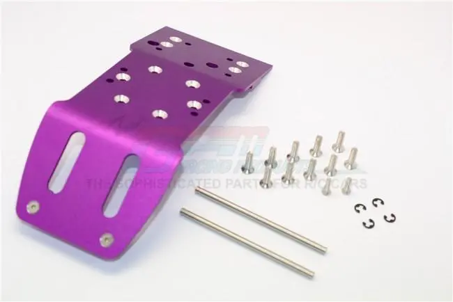 Hpi Savage 21, X, Xl, K4.6, Flux Aluminum Rear Skid Plate With Pins & Screws & Aluminum Collars - 1Pc Set Purple 1