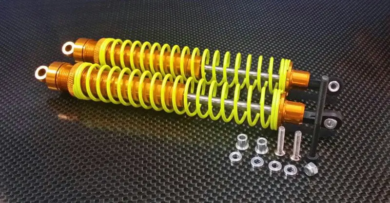 Hpi Savage 21, Xl, K4.6 Aluminum Front/Rear Adjustable Spring Damper (170Mm) With 5Mm Steel Shaft & Thicker Shock Body (Outer: 14Mm Inner: 12Mm) - 1Pr Set Gold 1