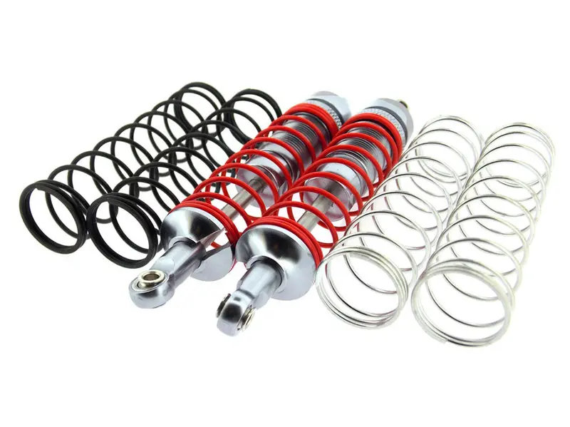 Hpi Savage Xs Flux Aluminum Front/Rear Dampers With Alloy Ball Ends & 1.1Mm, 1.2Mm, 1.3Mm Coil Springs - 1Pr Set Gray Silver 1
