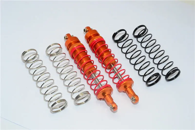 Hpi Savage Xs Flux Aluminum Front/Rear Dampers With Aluminum Ball Ends & 1.1Mm, 1.2Mm, 1.3Mm Coil Springs - 1Pr Set Orange 1