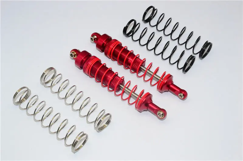Hpi Savage Xs Flux Aluminum Front/Rear Dampers With Aluminum Ball Ends & 1.1Mm, 1.2Mm, 1.3Mm Coil Springs - 1Pr Set Red 1