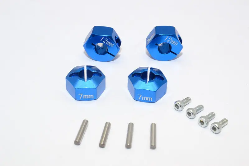 Hsp 94103 Aluminum Hex Adapter 12Mm X 7Mm - 4Pcs Set Blue 1