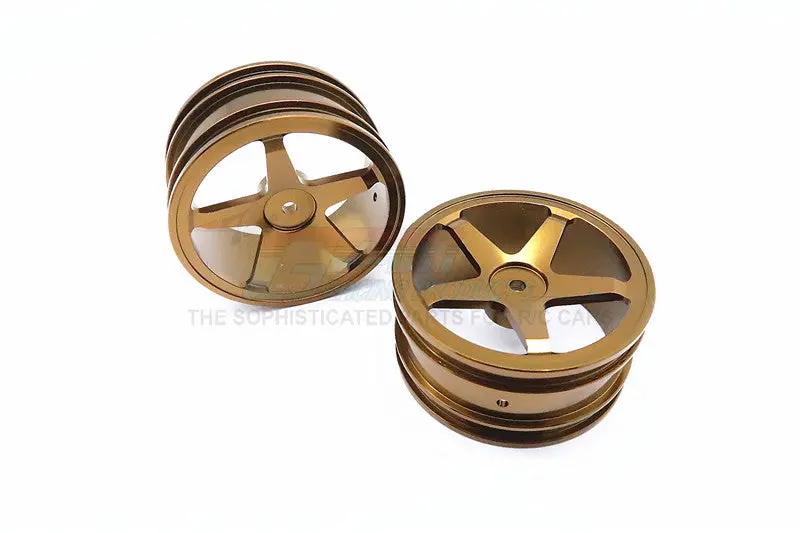 Kyosho Mini Inferno Aluminum Front/Rear Flat Rims (5 Poles) - 1Pr Set Golden Black 1