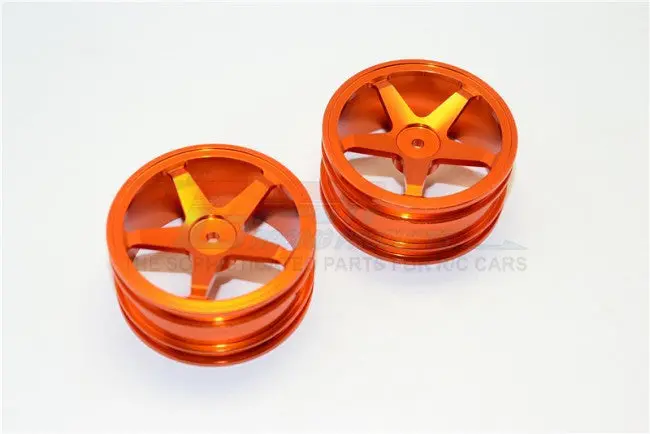 Kyosho Mini Inferno Aluminum Front/Rear Flat Rims (5 Poles) - 1Pr Set Orange 1