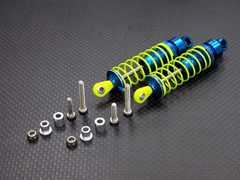 Kyosho Mini Inferno Aluminum Rear Adjustable Spring Damper With Aluminum Ball Top (73Mm) Including Screws & Aluminum Collars & 3Mm Lock Nuts - 1Pr Set Blue 1