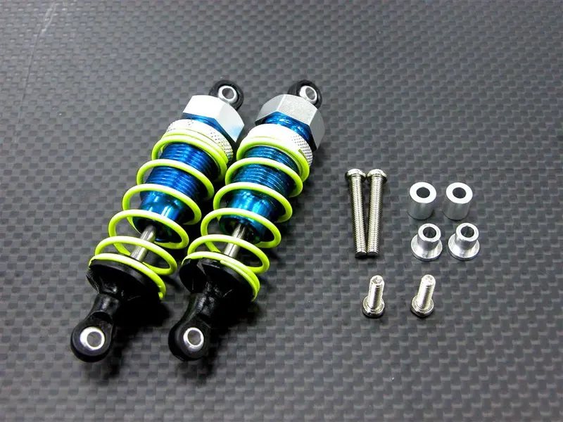 Kyosho Mini Inferno Aluminum Rear Adjustable Spring Damper With Plastic Ball Top (73Mm) Including Screws & Aluminum Collars - 1Pr Set Blue 1
