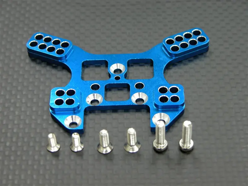 Kyosho Mini Inferno Aluminum Rear Damper Tower With Screws - 1Pc Set Blue 1