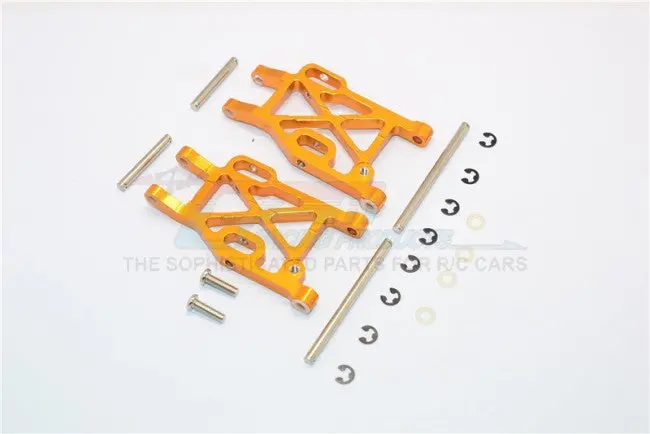 Kyosho Mini Inferno Aluminum Rear Lower Arm With E-Clips & Pins & Delrin Collars - 1Pr Set Gold 1