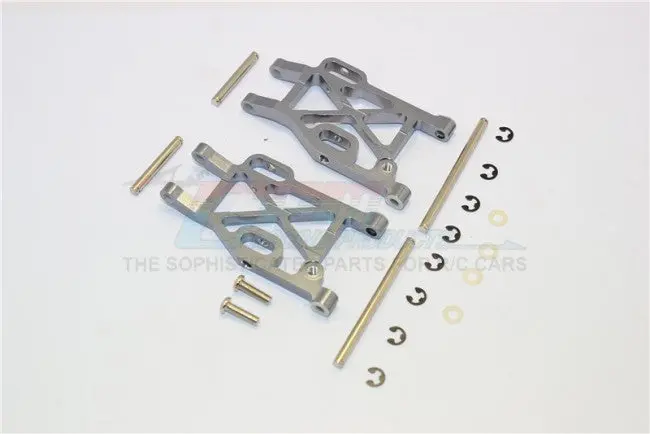 Kyosho Mini Inferno Aluminum Rear Lower Arm With E-Clips & Pins & Delrin Collars - 1Pr Set Gray Silver 1