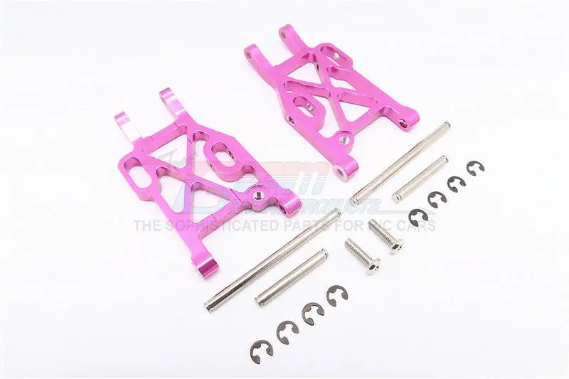 Kyosho Mini Inferno Aluminum Rear Lower Arm With E-Clips & Pins & Delrin Collars - 1Pr Set Pink 1
