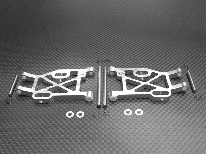 Kyosho Mini Inferno Aluminum Rear Lower Arm With E-Clips & Pins & Delrin Collars - 1Pr Set Silver 1