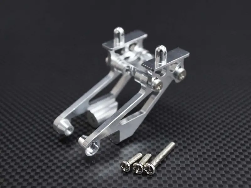 Kyosho Mini Inferno Aluminum Rear Wing Mount With Screws - 5 Pcs Set Silver 1