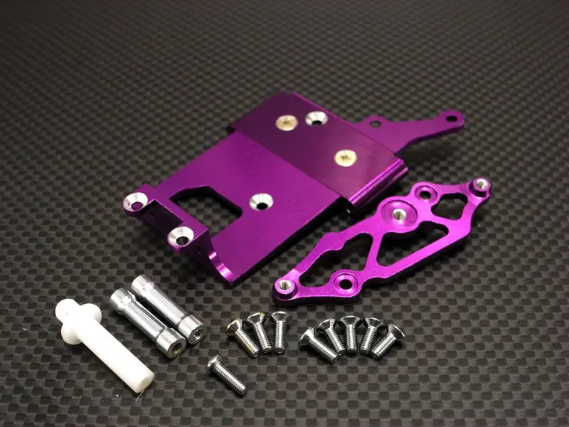 Kyosho Mini Inferno Aluminum Receiver Bottom Mount With Screws & Aluminum+Delrin Posts - 2 Pcs Set Purple 1