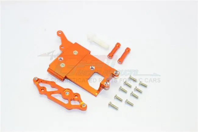 Kyosho Mini Inferno Aluminum Receiver Bottom Mount With Screws & Aluminum+Delrin Posts - 2Pcs Set Orange 1