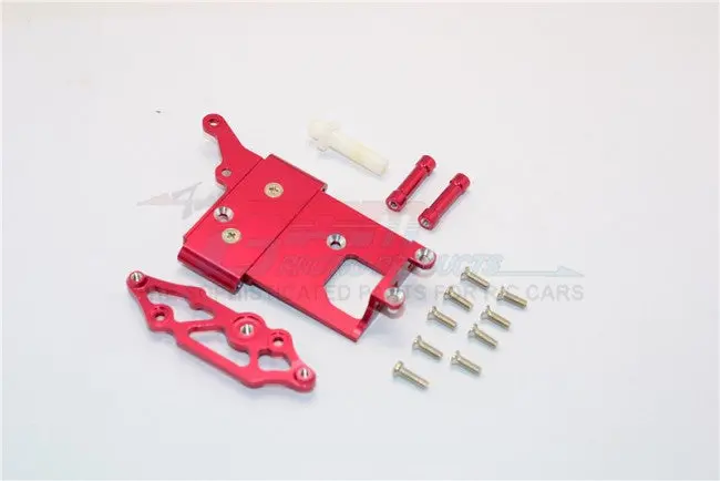 Kyosho Mini Inferno Aluminum Receiver Bottom Mount With Screws & Aluminum+Delrin Posts - 2Pcs Set Red 1