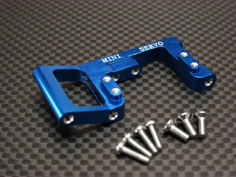 Kyosho Mini Inferno Aluminum Servo Mount With Screws (For Mini Servo) - 1Pc Set Blue 1