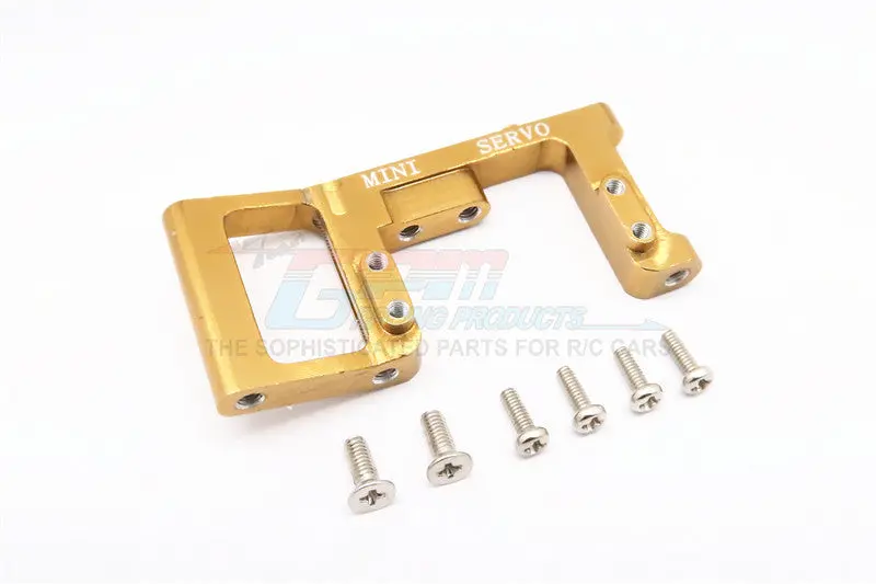 Kyosho Mini Inferno Aluminum Servo Mount With Screws (For Mini Servo) - 1Pc Set Golden Black 1