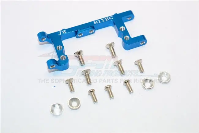 Kyosho Mini Inferno Aluminum Servo Mount With Screws & Shims (For Hitec, Jr Servo) - 1Pc Set Blue 1