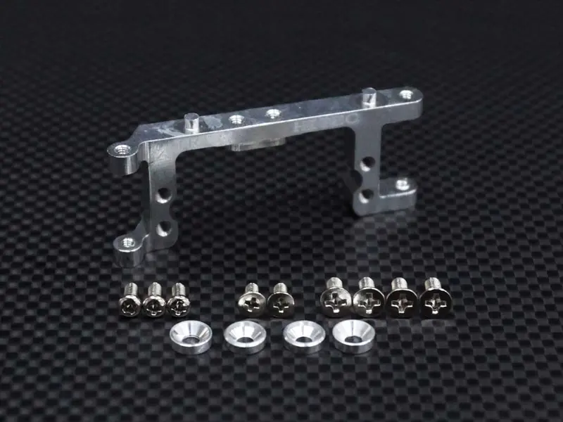 Kyosho Mini Inferno Aluminum Servo Mount With Screws & Shims (For Hitec, Jr Servo) - 1Pc Set Silver 1