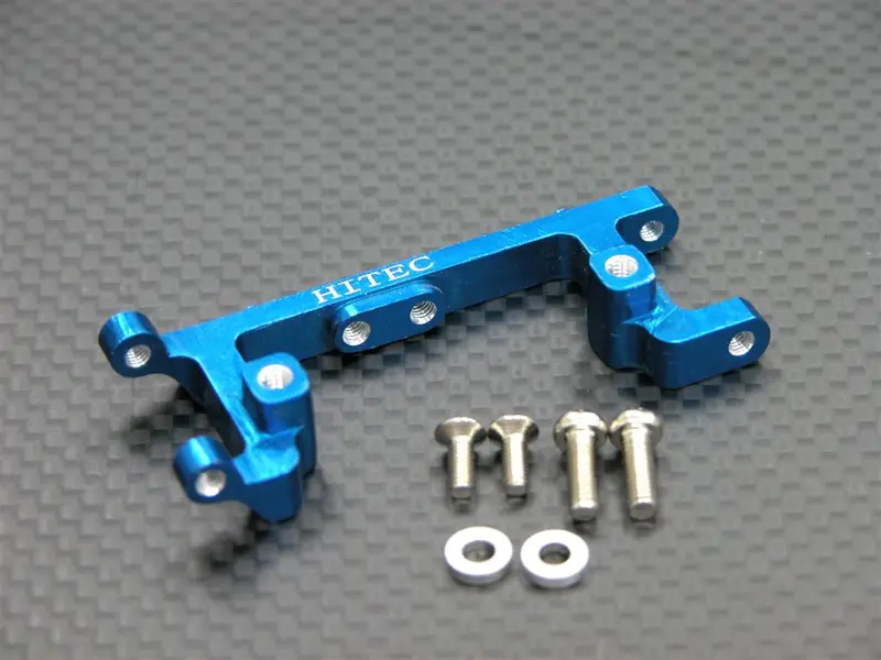 Kyosho Mini Inferno Aluminum Servo Mount With Screws & Shims (For Hitec Servo) - 1Pc Set Blue 1
