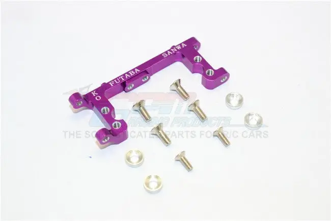 Kyosho Mini Inferno Aluminum Servo Mount With Screws & Shims (For Kopropo, Futaba, Sanwa) - 1Pc Set Purple 1