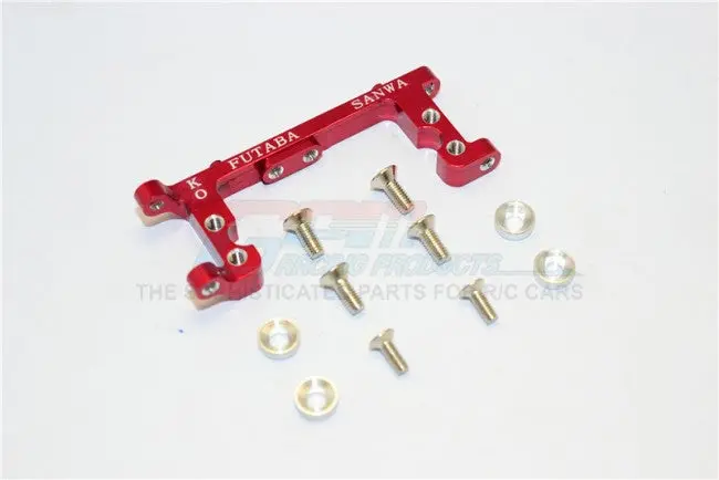 Kyosho Mini Inferno Aluminum Servo Mount With Screws & Shims (For Kopropo, Futaba, Sanwa) - 1Pc Set Red 1