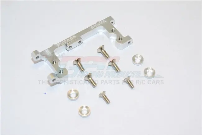 Kyosho Mini Inferno Aluminum Servo Mount With Screws & Shims (For Kopropo, Futaba, Sanwa) - 1Pc Set Silver 1