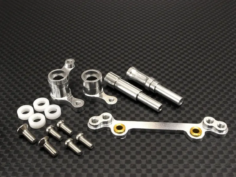 Kyosho Mini Inferno Aluminum Steering Assembly With Screws & Bronze Collars & Steering Posts - 3 Pcs Set Silver 1