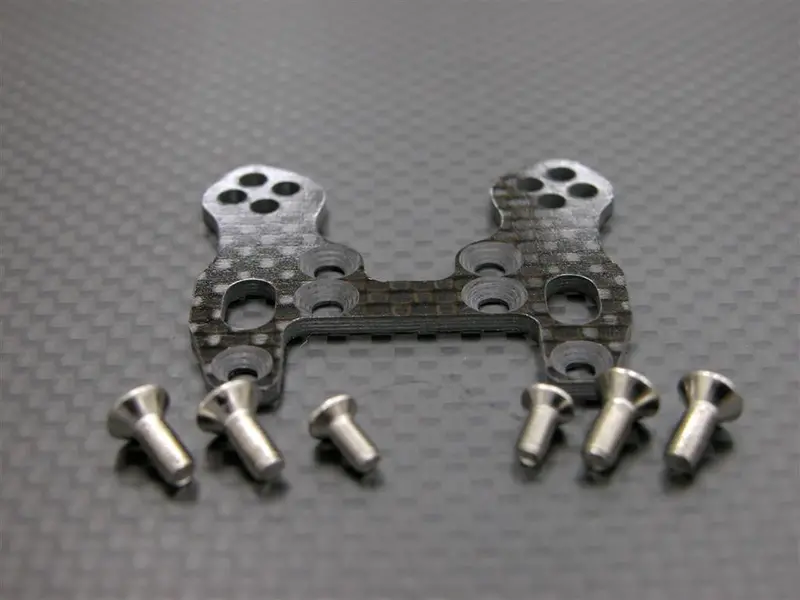 Kyosho Mini Inferno Graphite Front Damper Plate With Screws - 1Pc Set Black 1