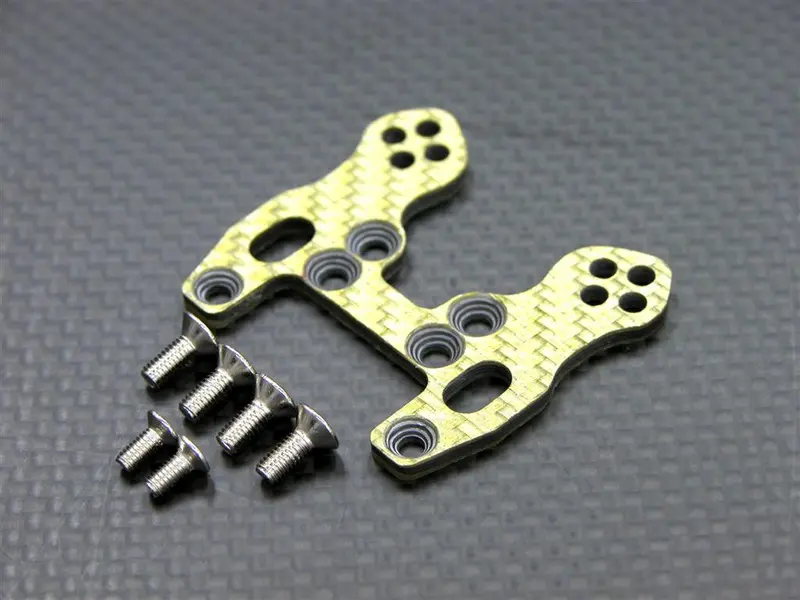 Kyosho Mini Inferno Graphite Front Damper Tower With Screws (Multiple Colors) - 1Pc Set Gold 1