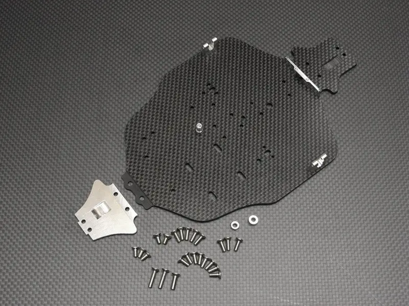 Kyosho Mini Inferno Graphite Main Chassis With Screws & Aluminum Collars - 1Pc Set Silver 1