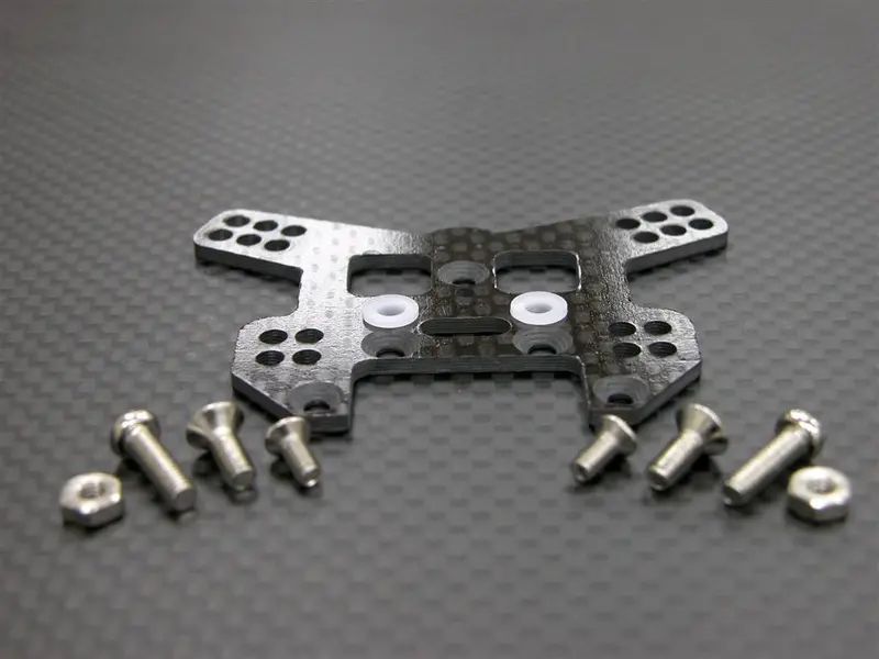 Kyosho Mini Inferno Graphite Rear Damper Plate With Screws - 1Pc Set Black 1
