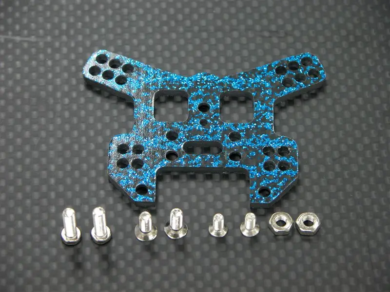 Kyosho Mini Inferno Graphite Rear Damper Plate With Screws - 1Pc Set Blue Graphite 1