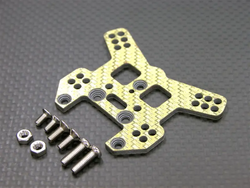Kyosho Mini Inferno Graphite Rear Damper Tower With Screws (Multiple Colors) - 1Pc Set Gold 1