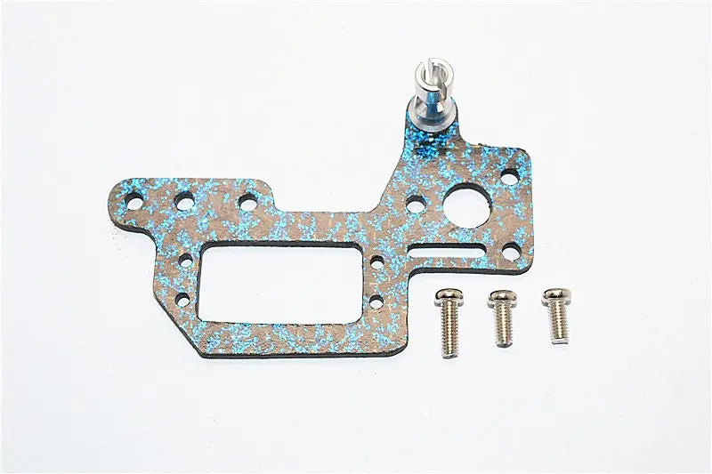 Kyosho Mini Inferno Graphite Servo Mount Cover With Screws (Blue Graphite) - 1Pc Set Silver 1
