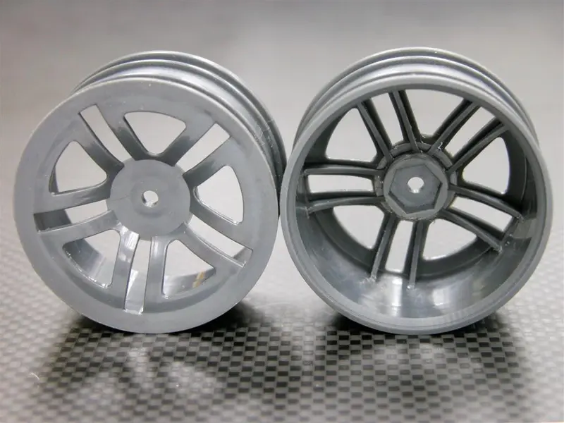 Kyosho Mini Inferno Plastic Front/Rear Sinkage Rims (5 Vacuum) - 1Pr Gray Silver 1